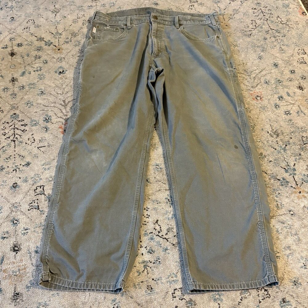 CARHARTT Mens 40x30 Loose Original Fit Green 100% Cotton Carpenter Pants B11-MOS